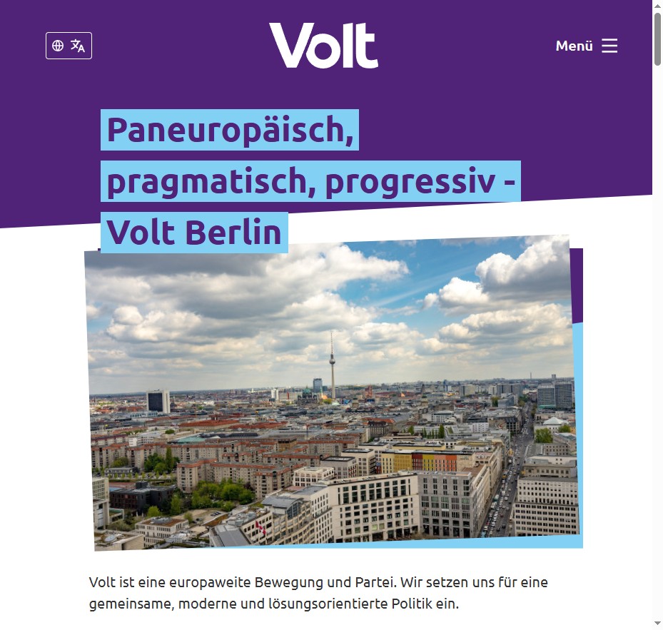Webdesign-Referenz: Kampagnen-Website für Volt Berlin